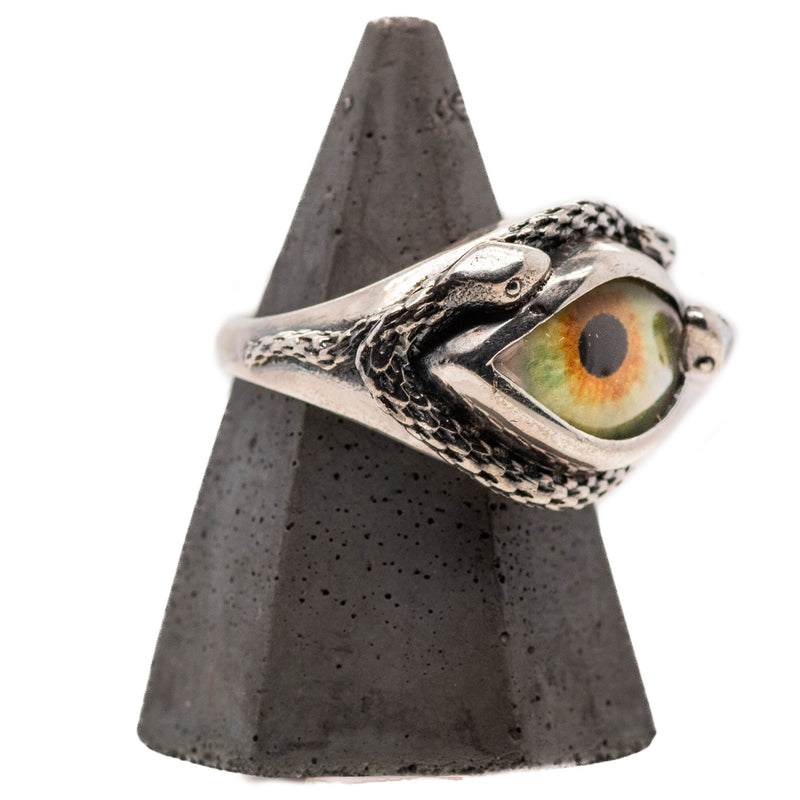 Hand Painted Hazel Ojo De Medusa Eye Ring (smaller version)