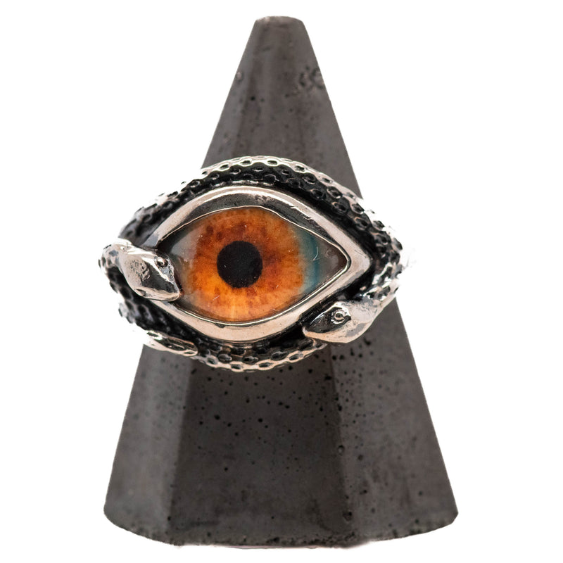 Hand Painted Hazel Ojo De Medusa Eye Ring (smaller version)