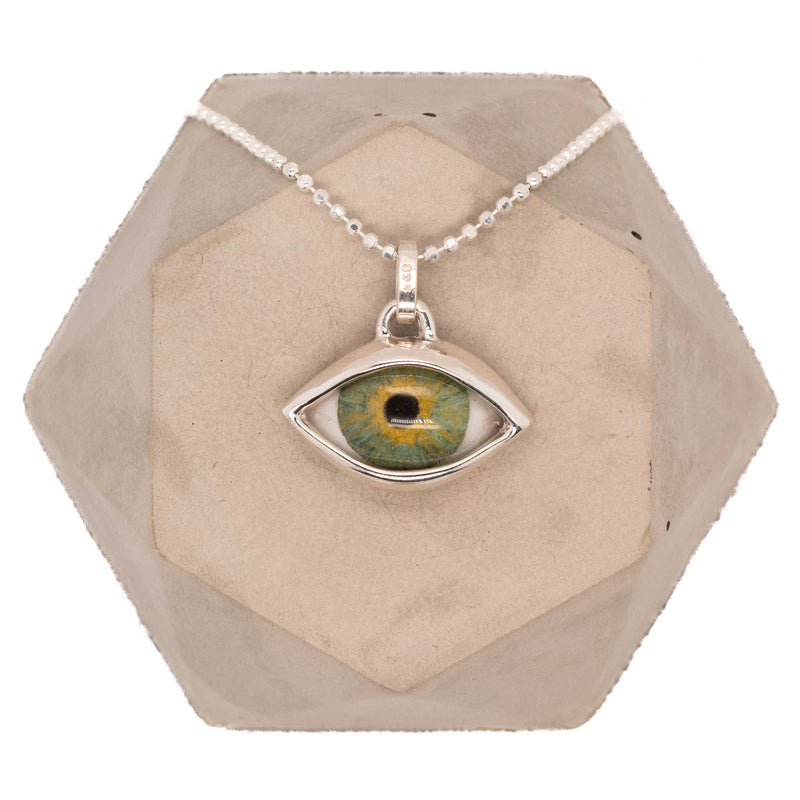 Hand Painted Brown Pink Silver Eye Dali Pendant
