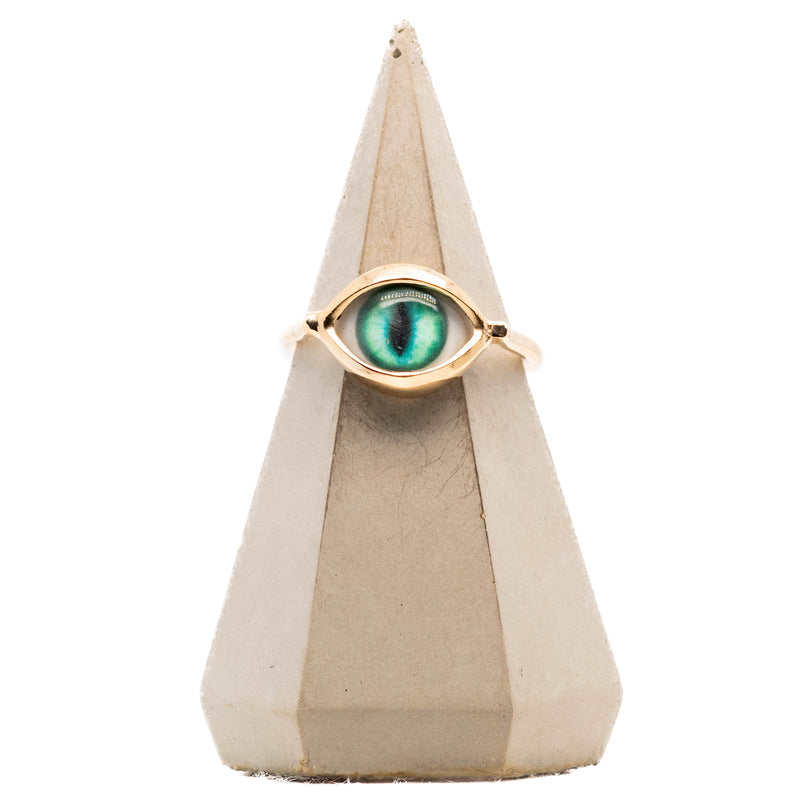 Turquoise Gold Mini Cat Eye Ring