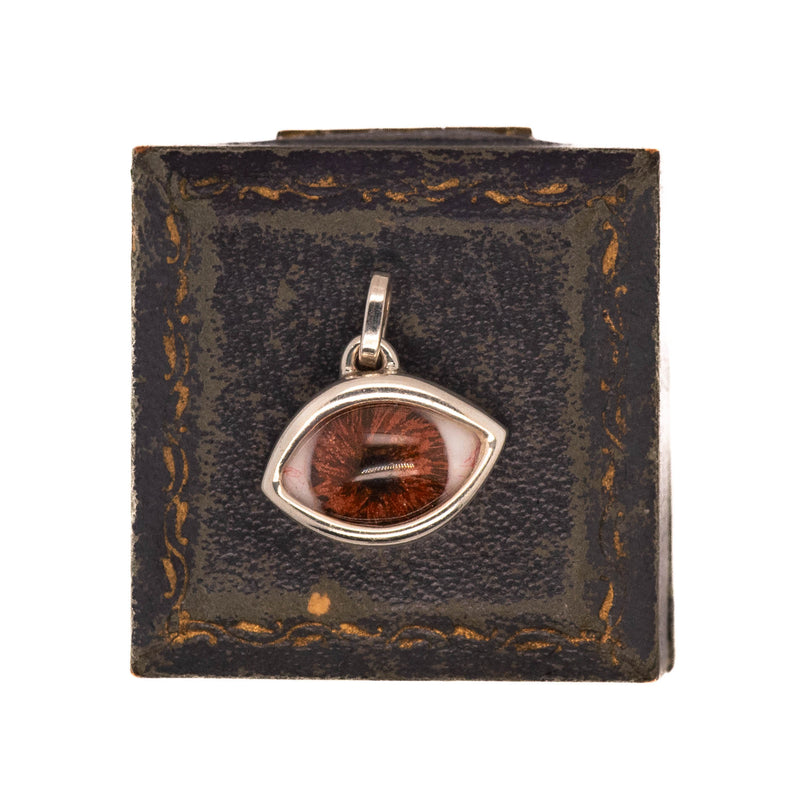 Hand Painted Brown Silver Classic Eye Pendant