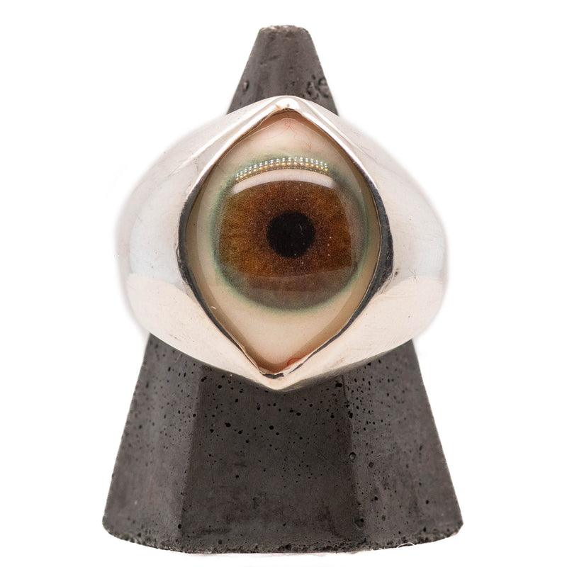 Hand Painted Hazel Silver King Eye Ring