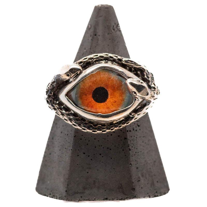 Hand Painted Hazel Ojo De Medusa Eye Ring (smaller version)