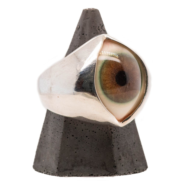 Hand Painted Hazel Silver King Eye Ring