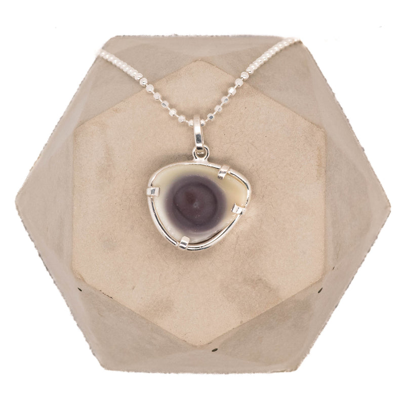Brown Silver Glass Eye Pendant