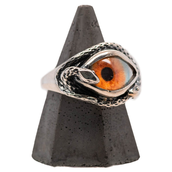 Hand Painted Hazel Ojo De Medusa Eye Ring (smaller version)