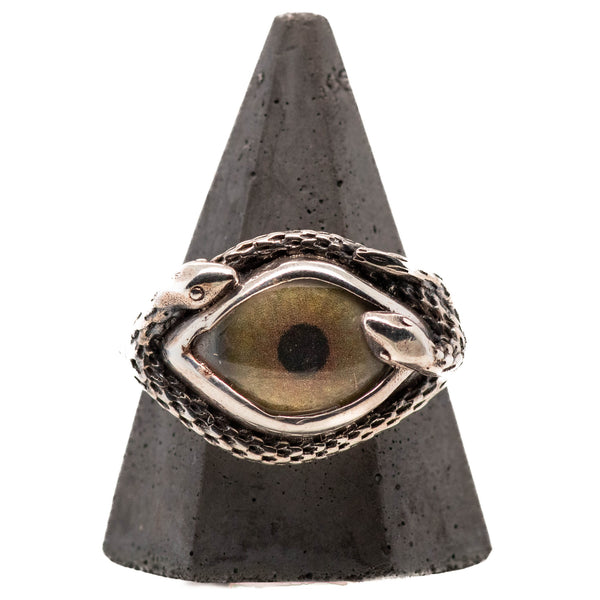 Hand Painted Green Ojo De Medusa Eye Ring (smaller version)