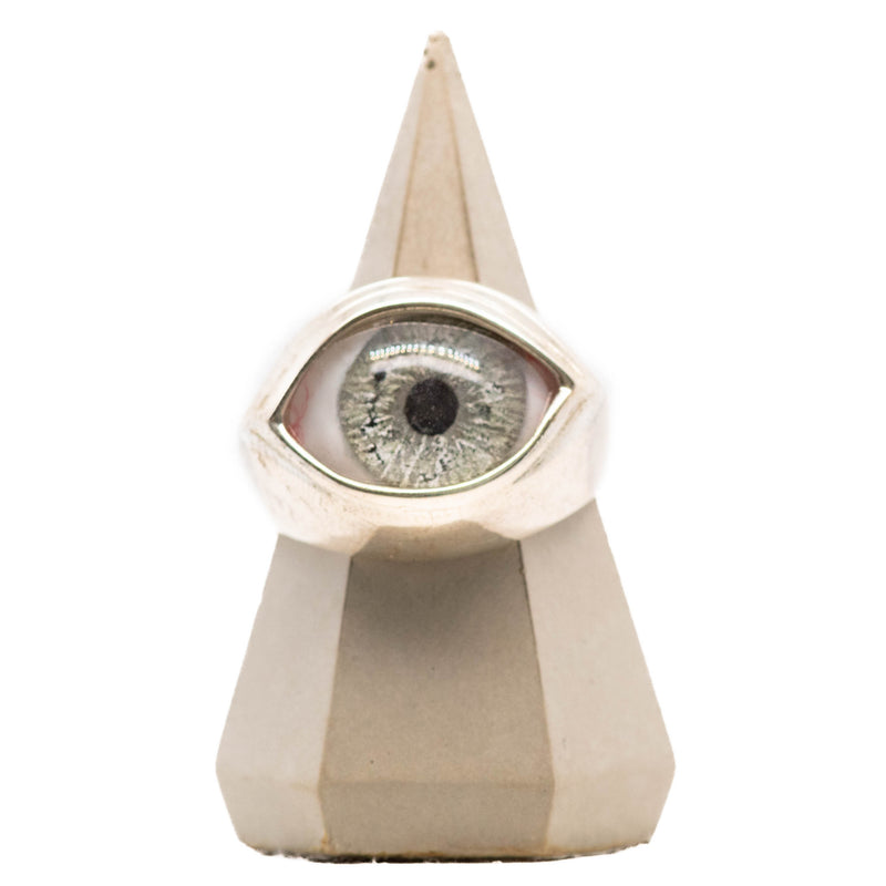 Hand Painted Grey Silver Classic Eye Ring