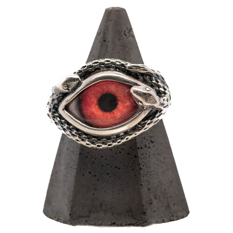 Hand Painted Pink Ojo De Medusa Eye Ring (smaller version)