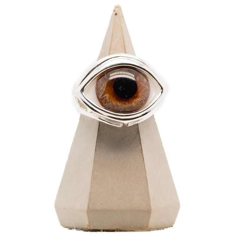 Hazel Silver Glass Skeleton Eye Ring