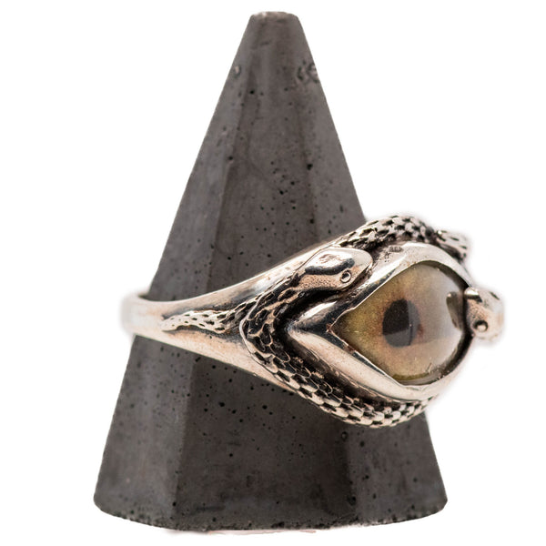 Hand Painted Green Ojo De Medusa Eye Ring (smaller version)