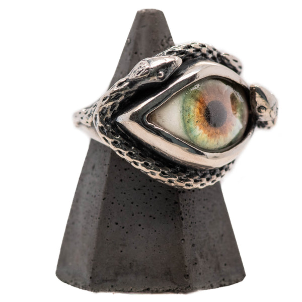 Hand Painted Hazel Ojo De Medusa Eye Ring