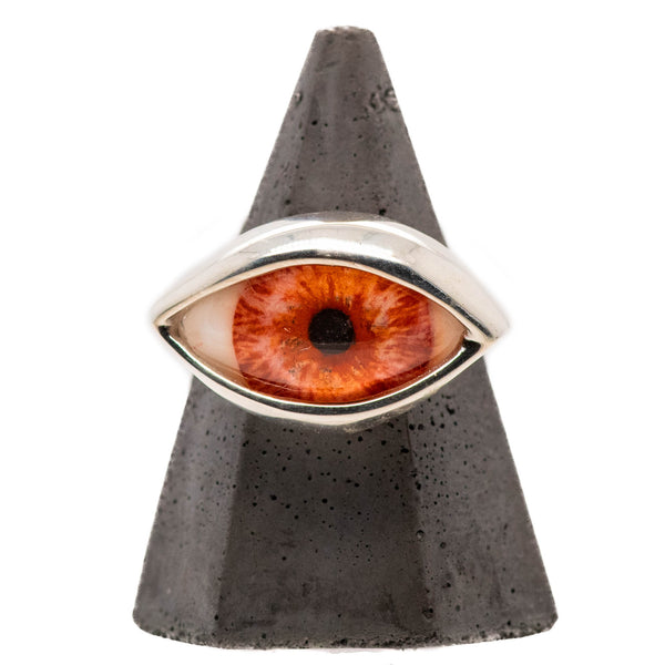 Hand Painted Pink Silver Dali Eye Ring