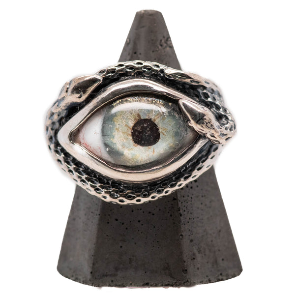 Hand Painted Blue Ojo De Medusa Eye Ring