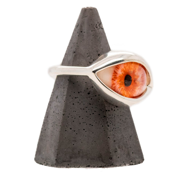 Hand Painted Pink Silver Dali Eye Ring