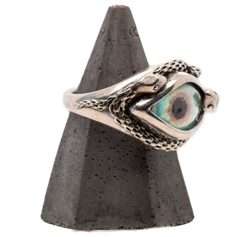 Hand Painted Blue Ojo De Medusa Eye Ring (smaller version)