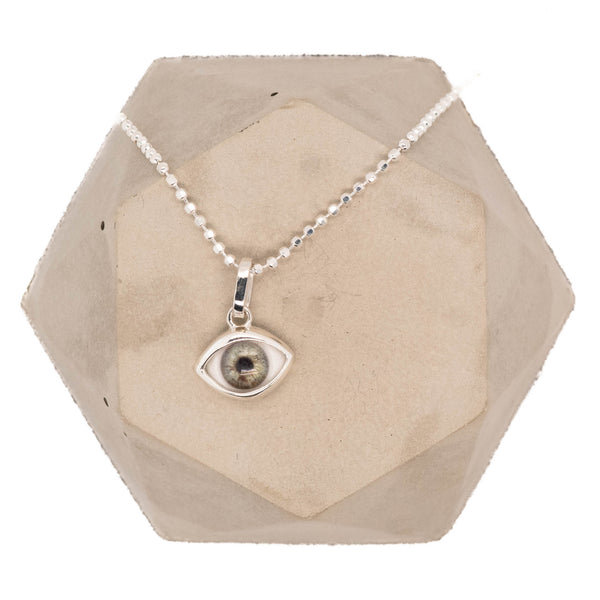 Grey Green Silver Mini Eye Pendant