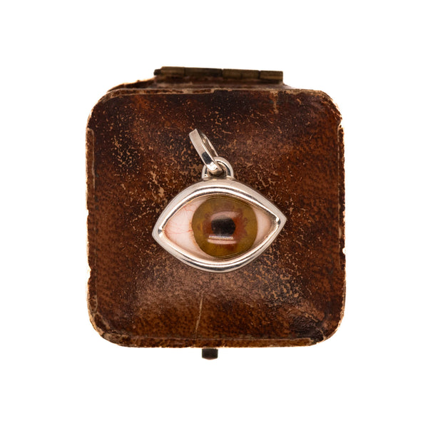 Hand Painted Hazel Silver Classic Eye Pendant