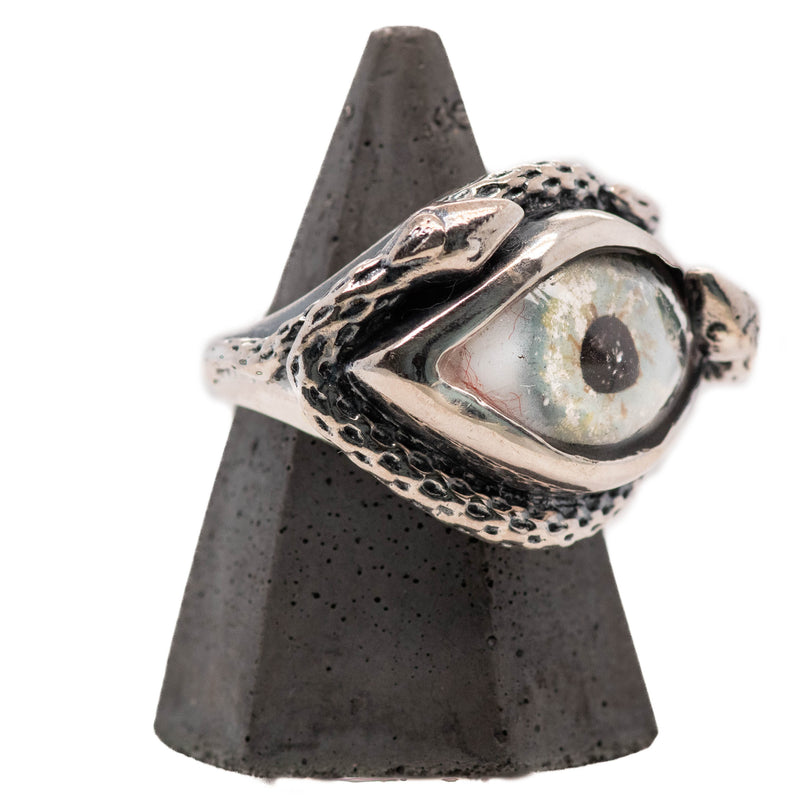 Hand Painted Blue Ojo De Medusa Eye Ring