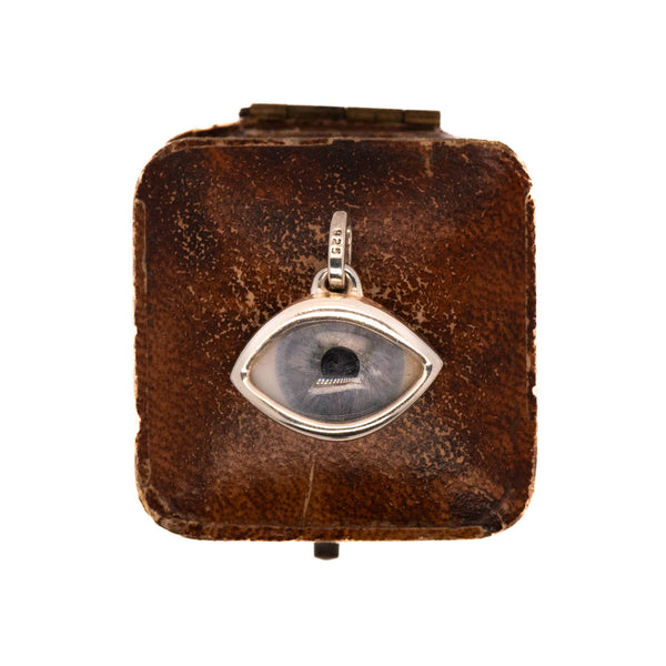 Hand Painted Blue Silver Classic Eye Pendant