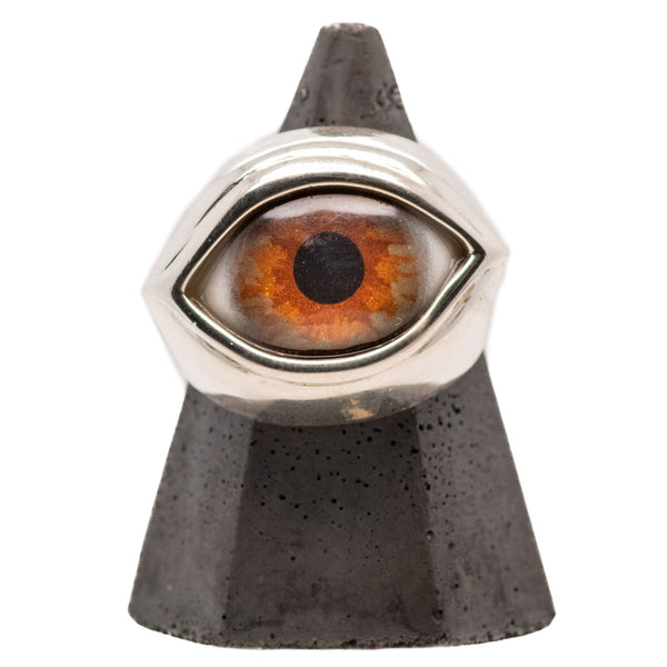 Hand Painted Hazel Silver Classic Eye Ring