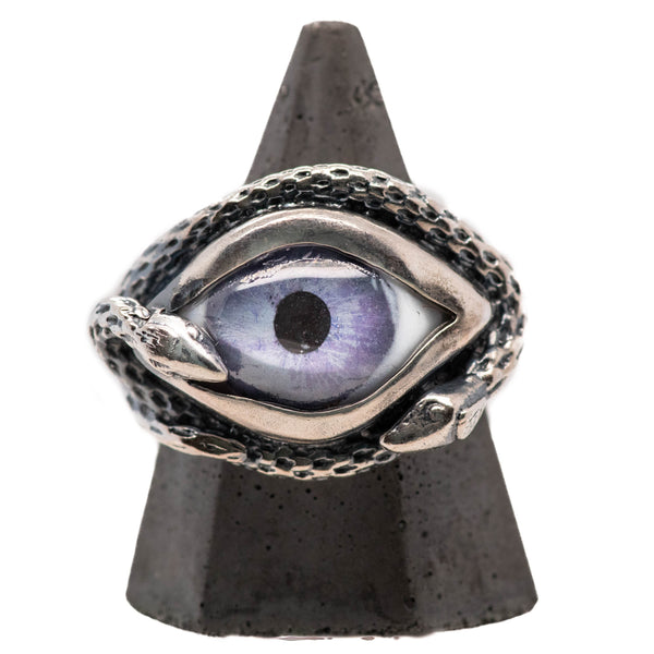 Hand Painted Lavender Ojo De Medusa Eye Ring