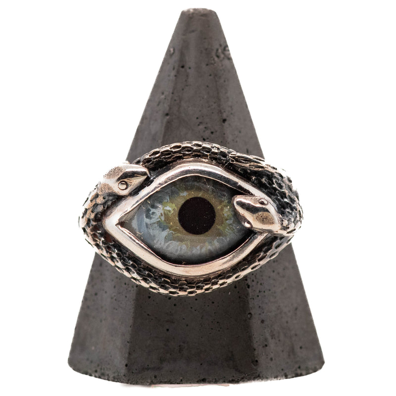 Hand Painted Blue Ojo De Medusa Eye Ring (smaller version)