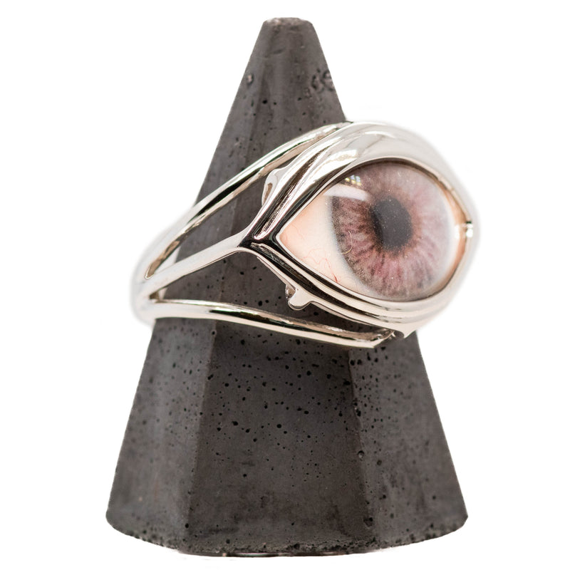 Hand Painted Lavender Silver Skeleton Eye Ring