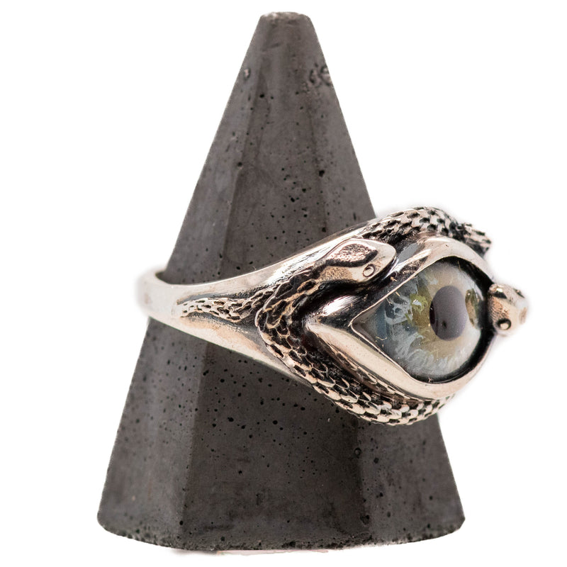 Hand Painted Blue Ojo De Medusa Eye Ring (smaller version)