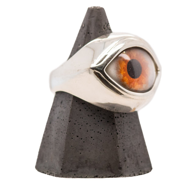 Hand Painted Hazel Silver Classic Eye Ring