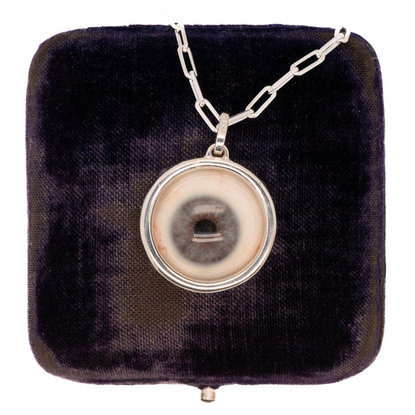 Hand Painted Blue Silver Eye Pendant
