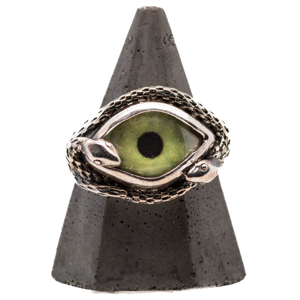 Hand Painted Green Ojo De Medusa Eye Ring (smaller version)