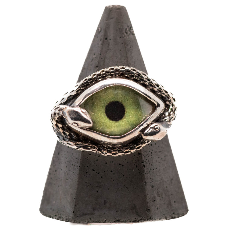 Hand Painted Green Ojo De Medusa Eye Ring (smaller version)