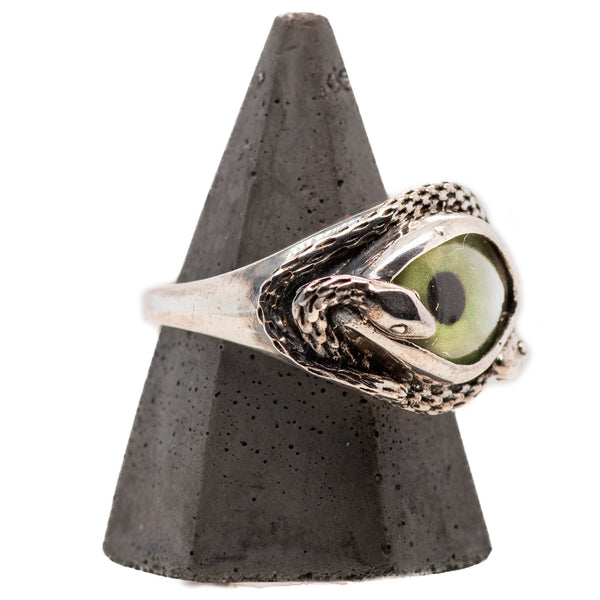 Hand Painted Green Ojo De Medusa Eye Ring (smaller version)