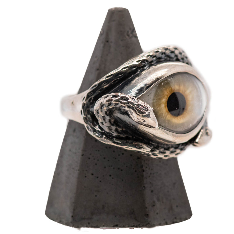 Hand Painted Green Ojo De Medusa Eye Ring