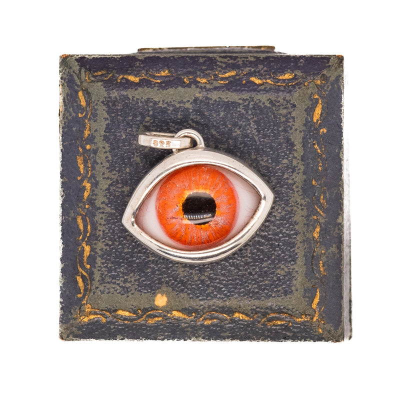 Hand Painted Red Silver Classic Eye Pendant