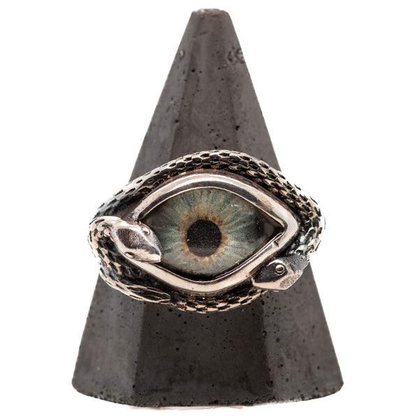 Hand Painted Blue Ojo De Medusa Eye Ring (smaller version)