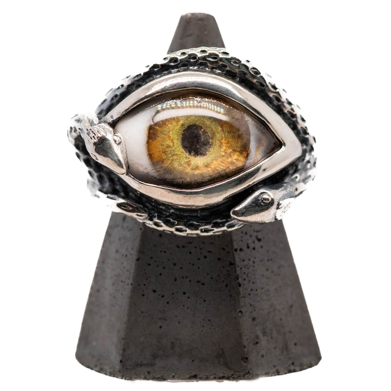 Hand Painted Hazel Ojo De Medusa Eye Ring