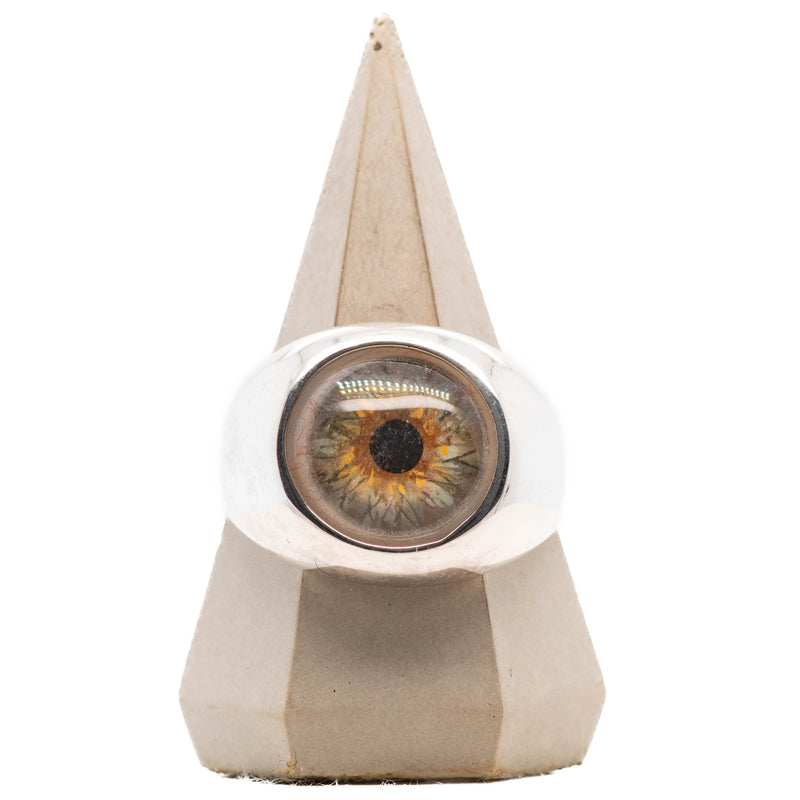 Hand Painted Hazel Silver Bubble Eye Ring