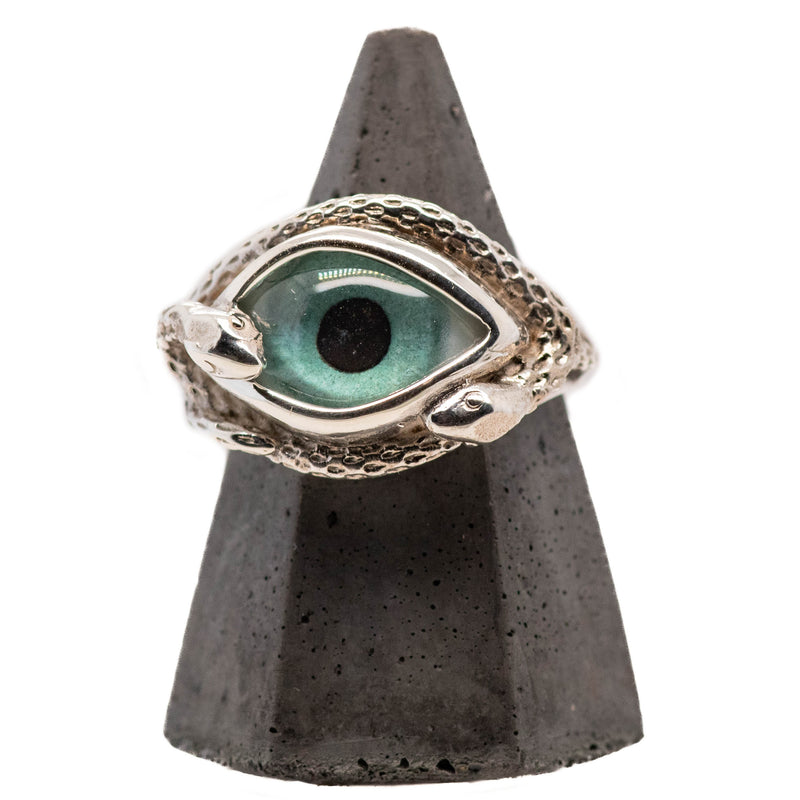 Hand Painted Turquoise Ojo De Medusa Small Eye Ring