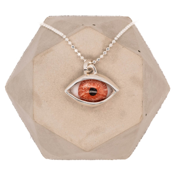 Hand Painted Red Silver Eye Dali Pendant