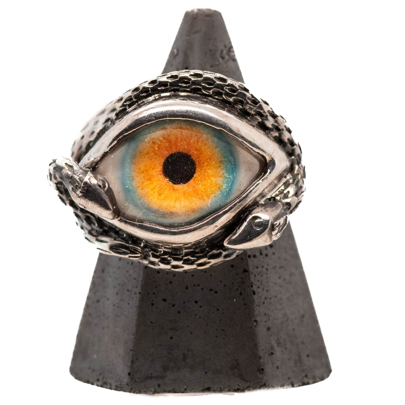 Hand Painted Hazel Ojo De Medusa Eye Ring