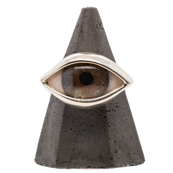 Hand Painted Hazel Silver Dali Eye Ring