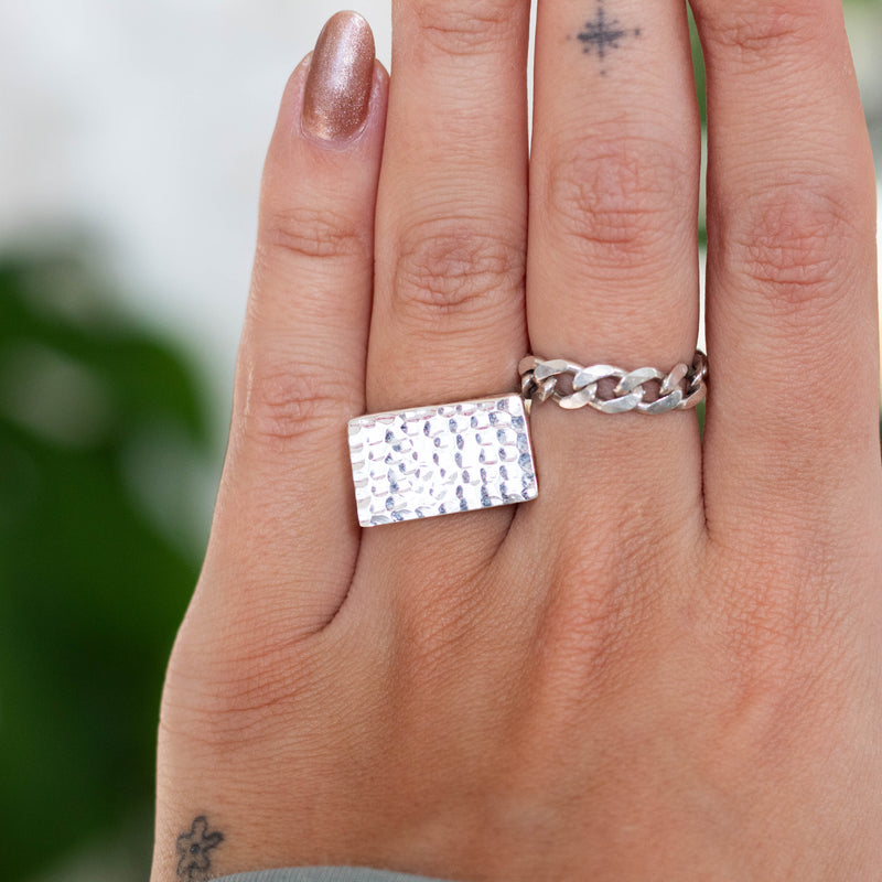 Hammered Sharp Silver Ring