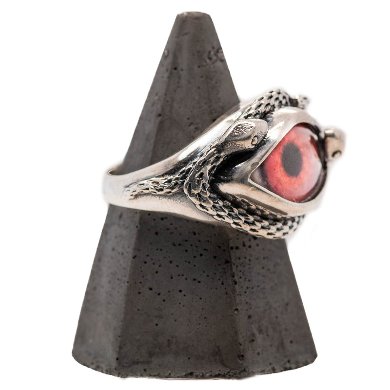 Hand Painted Pink Ojo De Medusa Eye Ring (smaller version)