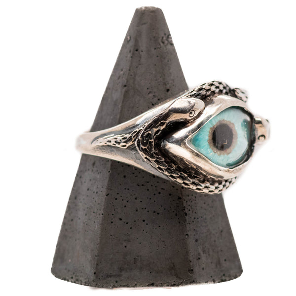 Hand Painted Blue Ojo De Medusa Eye Ring (smaller version)