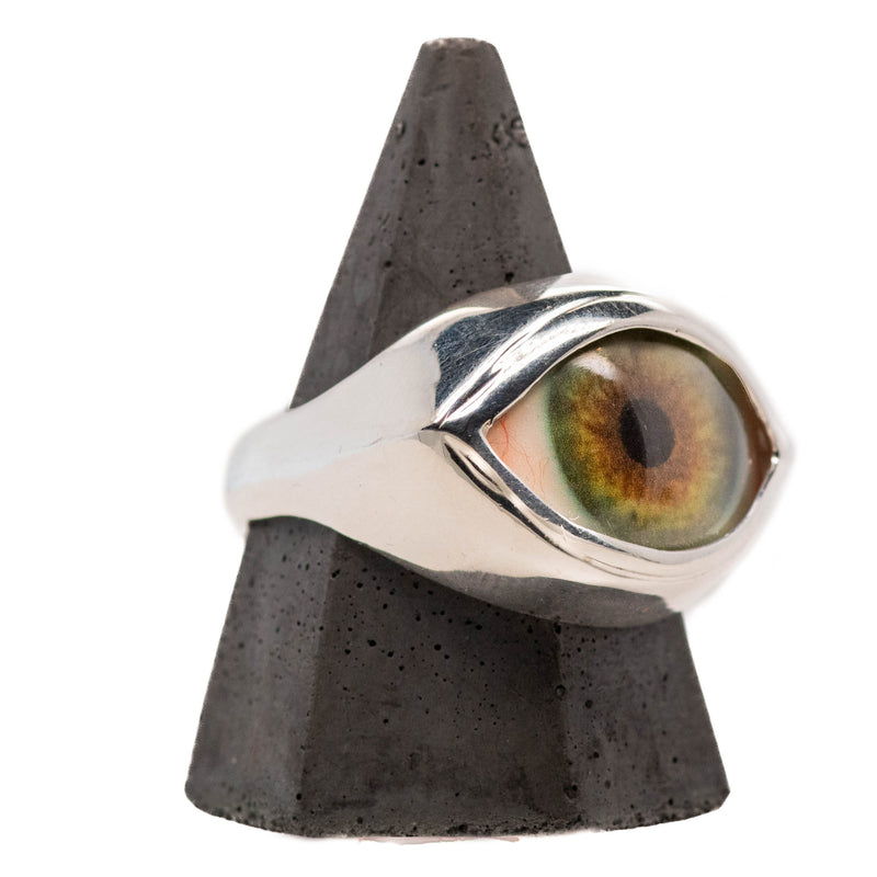 Hand Painted Hazel Silver Classic Eye Ring