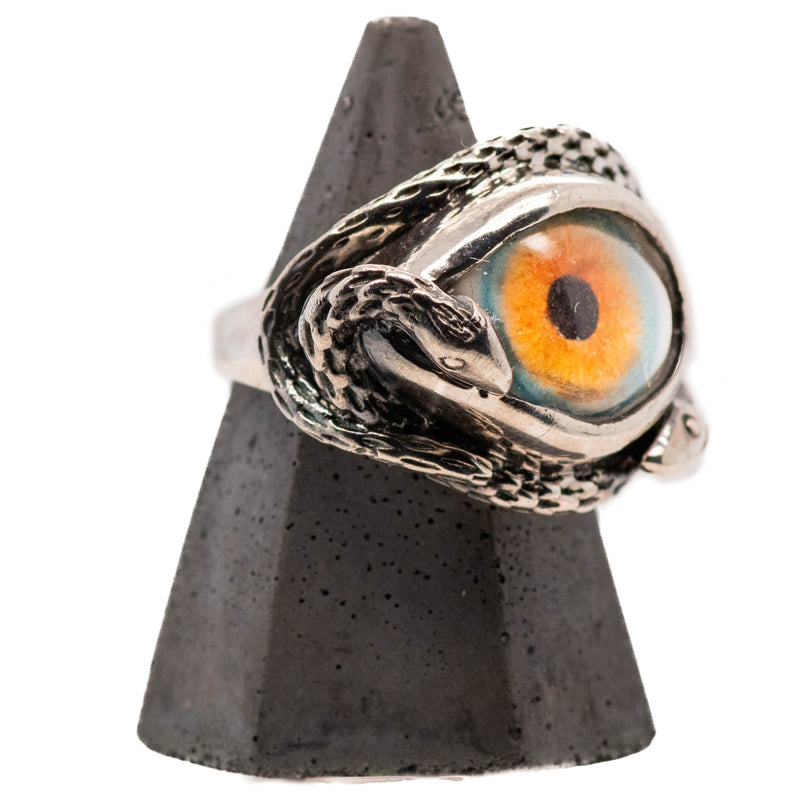 Hand Painted Hazel Ojo De Medusa Eye Ring