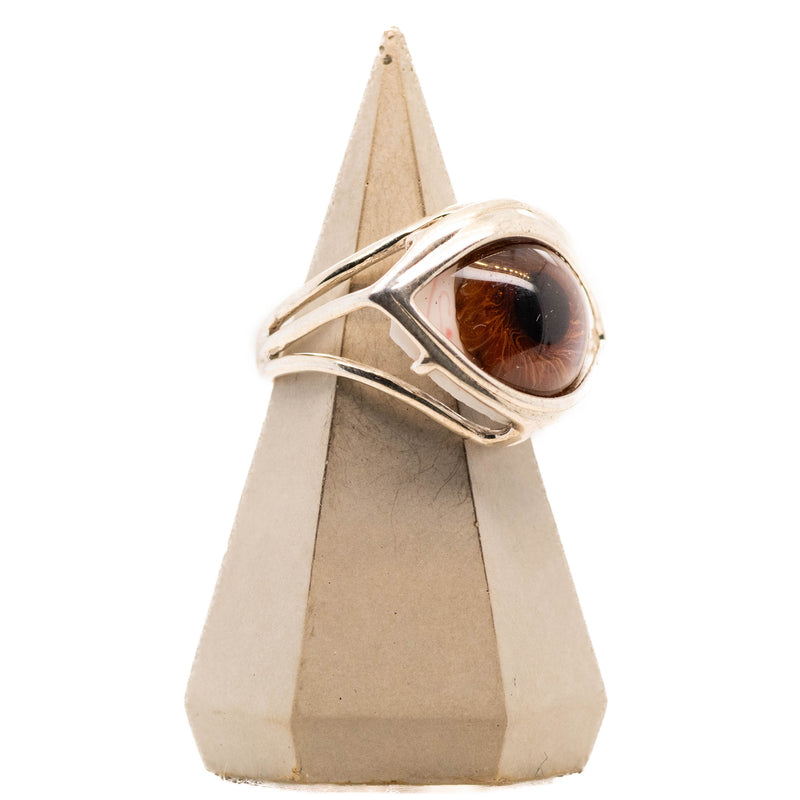 Brown Glass Skeleton Eye Ring