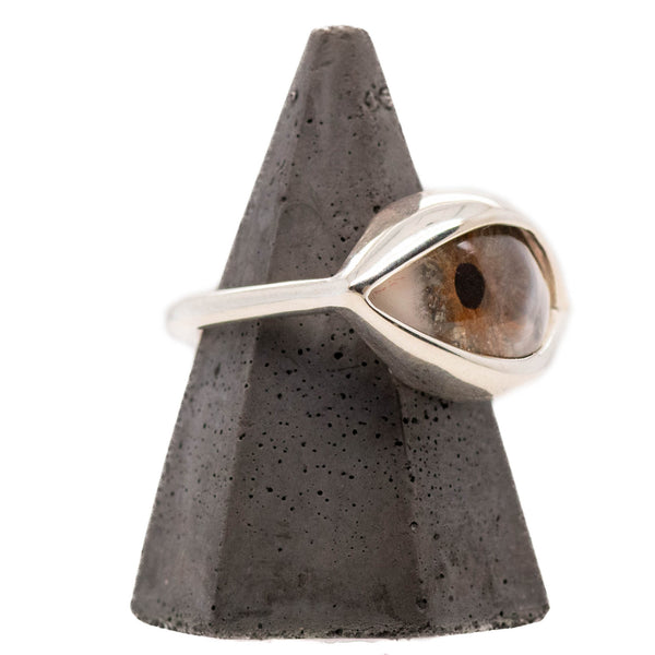 Hand Painted Hazel Silver Dali Eye Ring